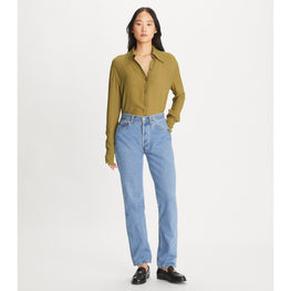 Women Cuffed Viscose Shirt - Ash Green