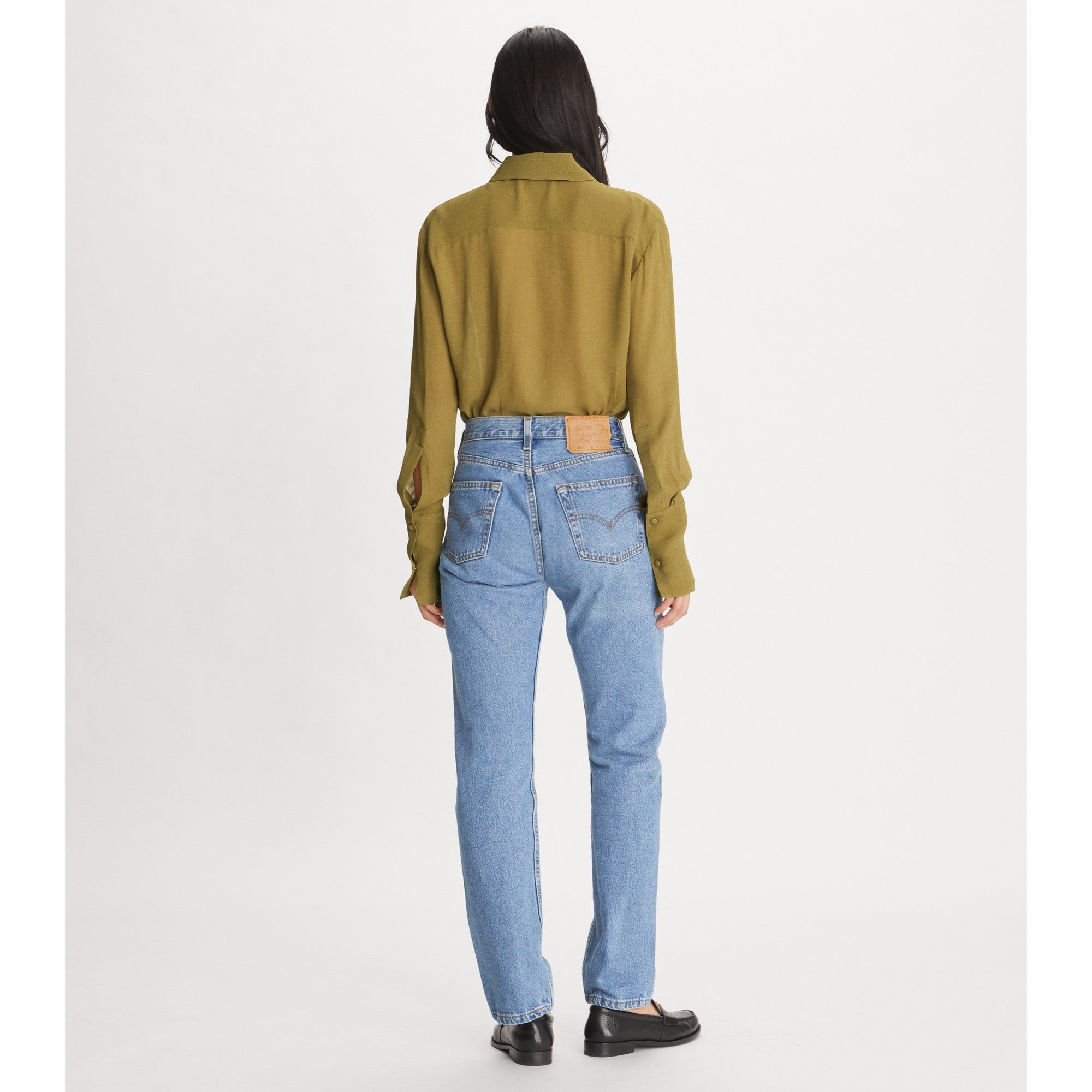 Women Cuffed Viscose Shirt - Ash Green