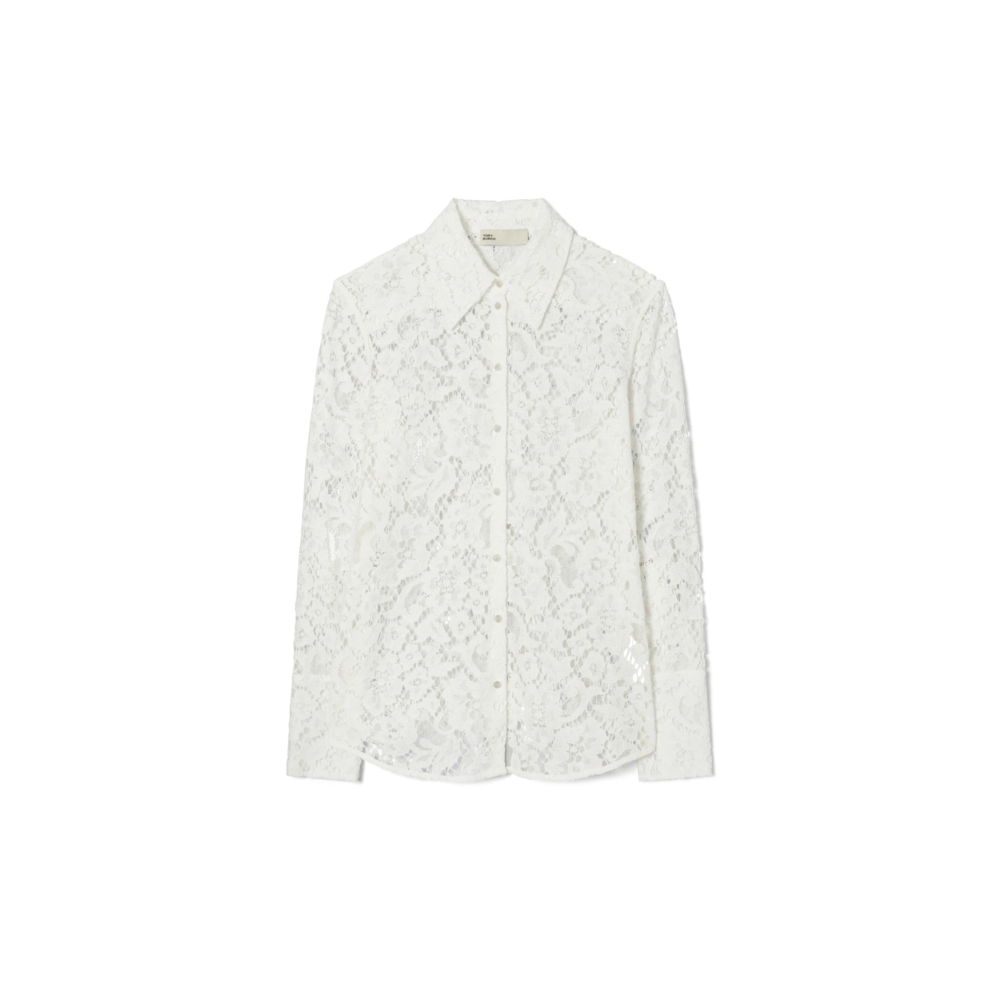 Women Cuffed Lace Buttondown - White