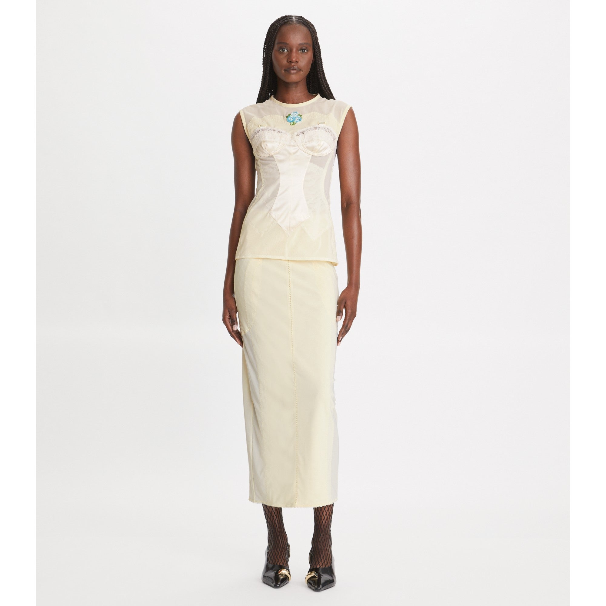 Women Mesh Skirt - Ivory Mesh