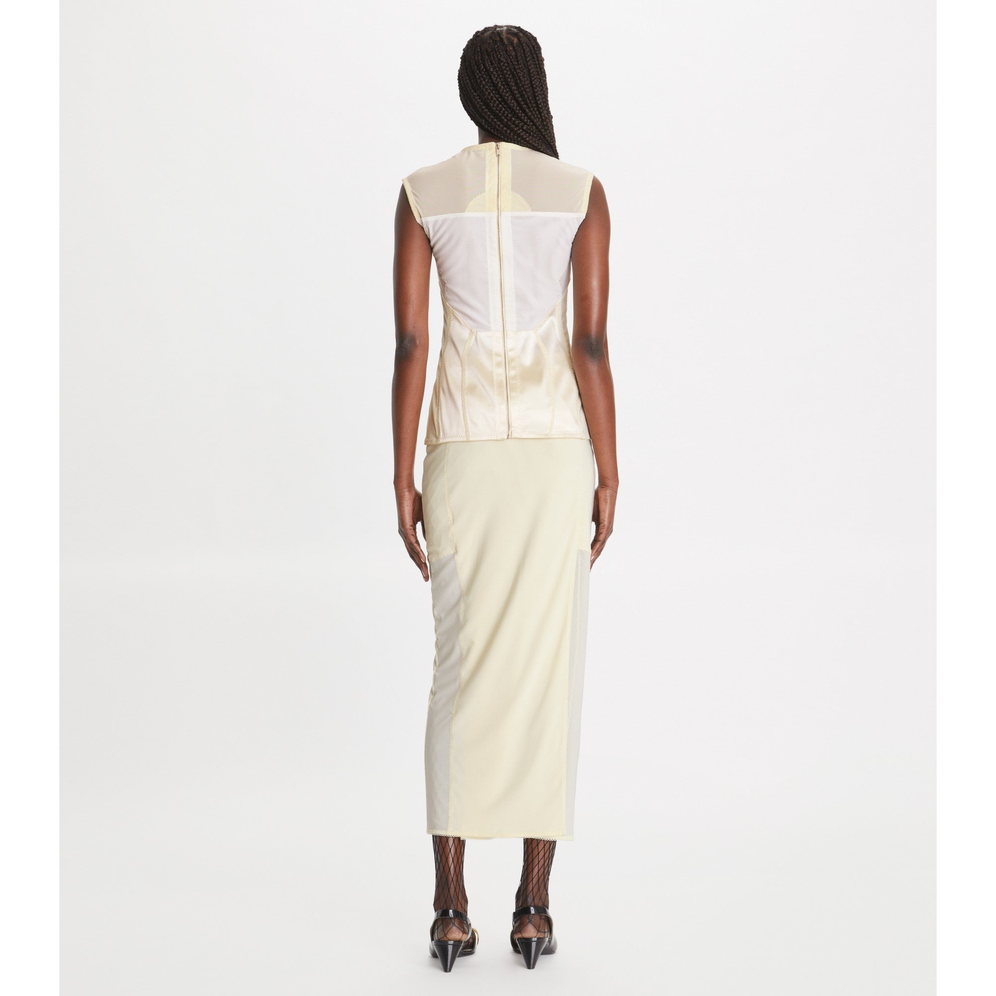 Women Mesh Skirt - Ivory Mesh