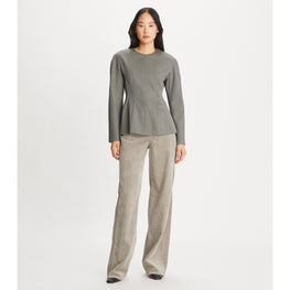 Women High-Neck Nylon Top - Mid Gray Melange