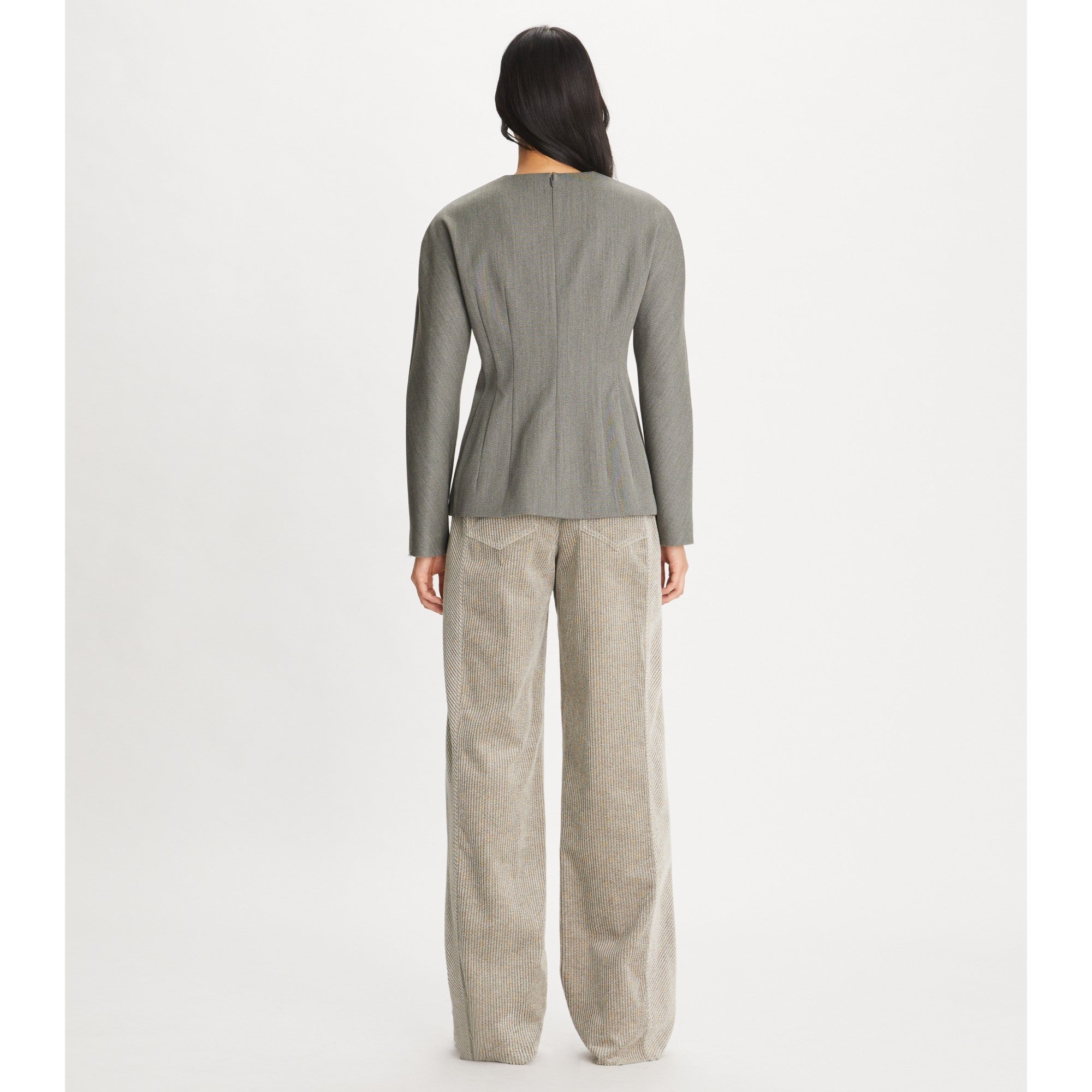 Women High-Neck Nylon Top - Mid Gray Melange