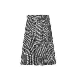 Women Pleated Silk Skirt - Black Warped Lace