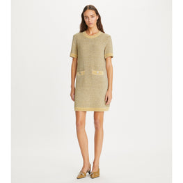 Women Velvet Dress - Ivory / Metallic Gray