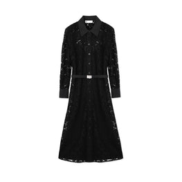 Women Lace Shirtdress - Black