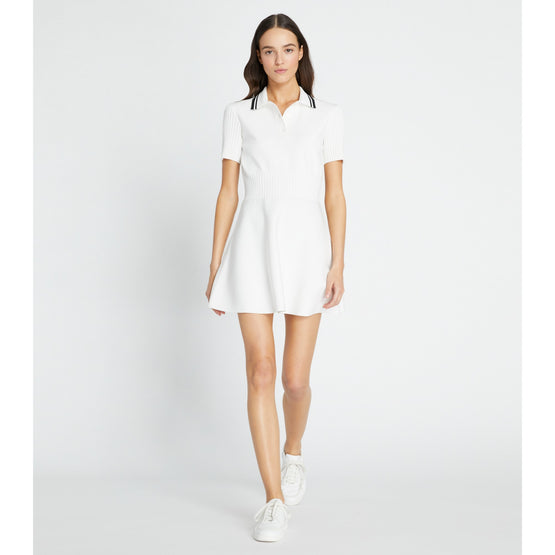 Women Tech Knit Dress - Snow White / Black