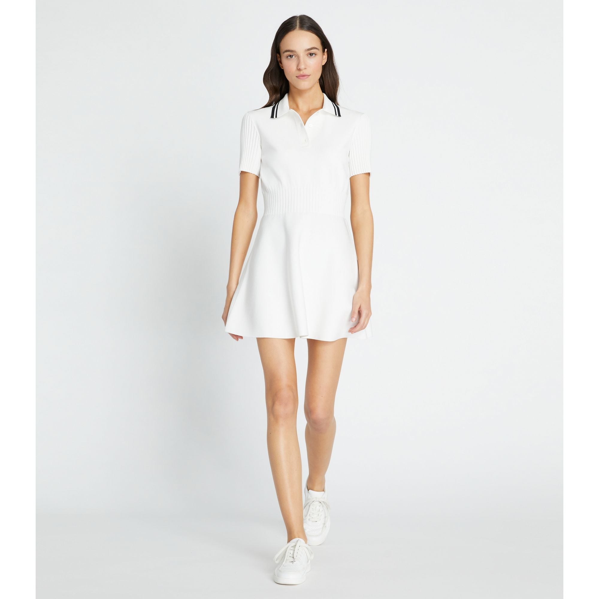 Women Tech Knit Dress - Snow White / Black
