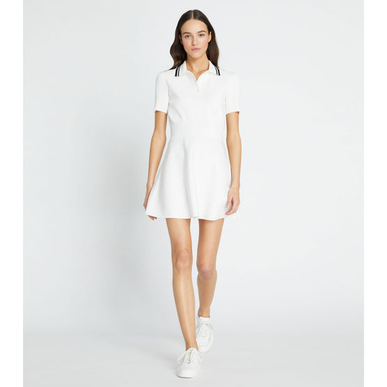 Women Tech Knit Dress - Snow White / Black