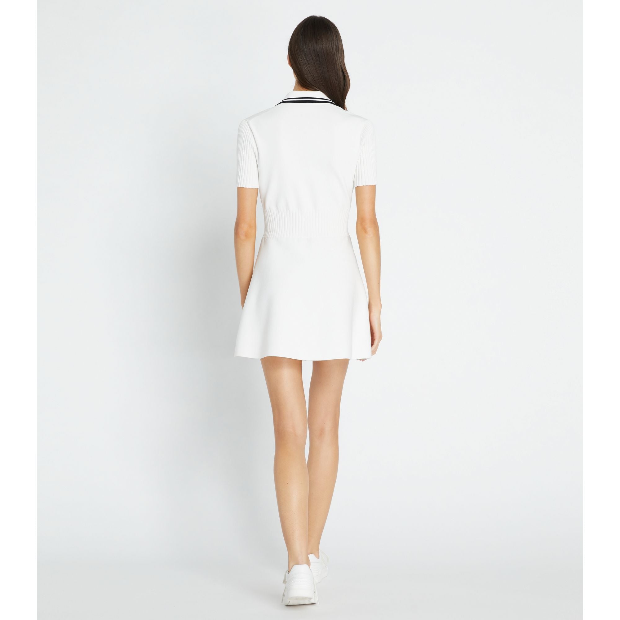 Women Tech Knit Dress - Snow White / Black