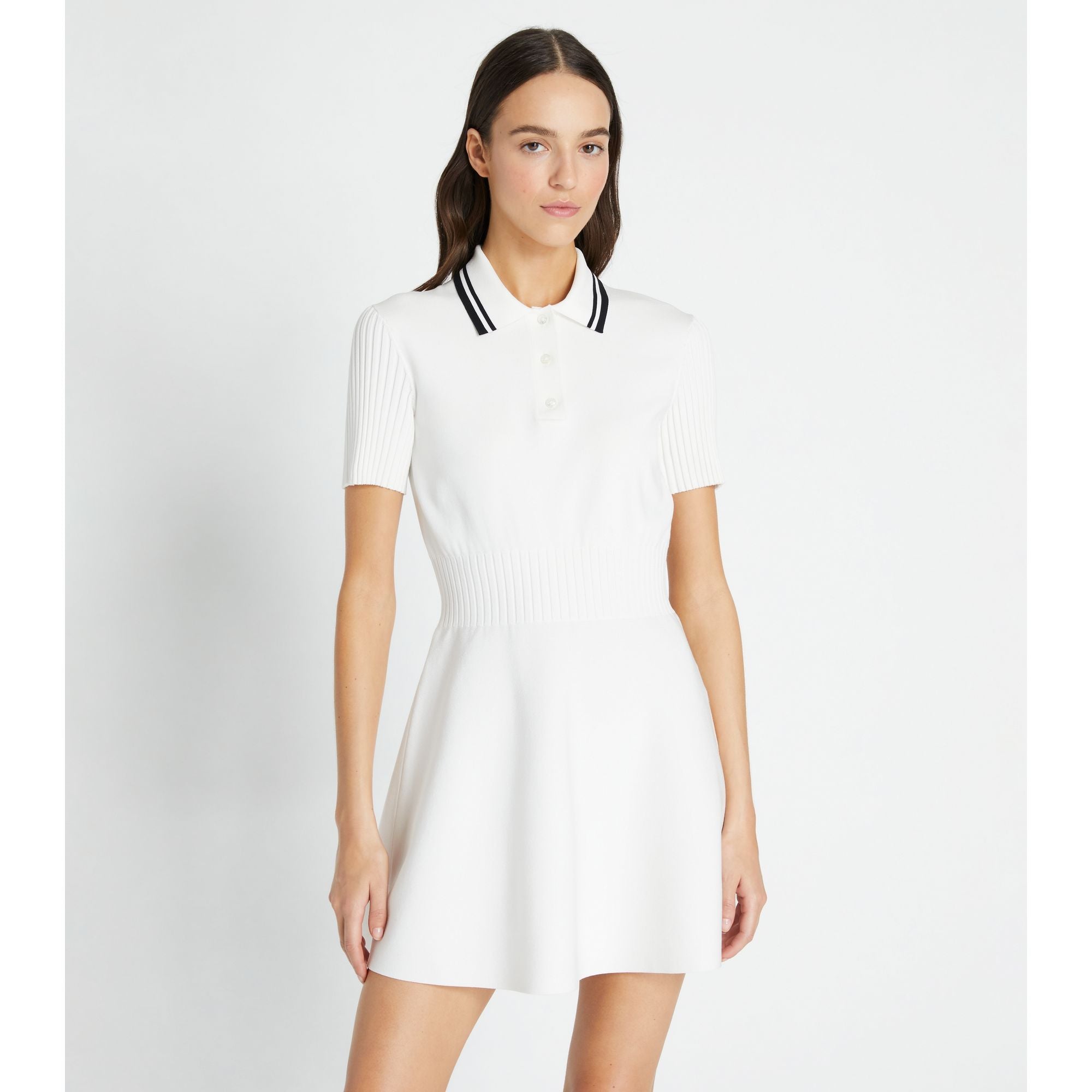 Women Tech Knit Dress - Snow White / Black