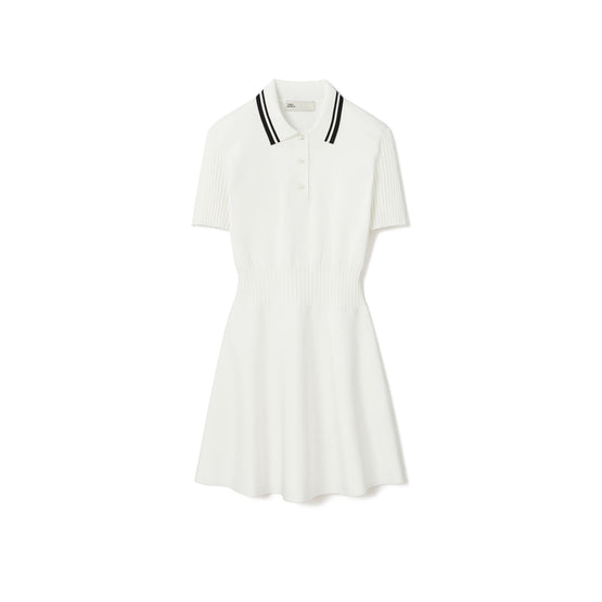 Women Tech Knit Dress - Snow White / Black