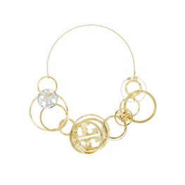 Women Interlocking Logo Necklace - Light Silver / Rolled Light Brass