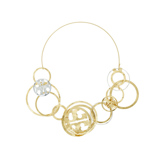 Women Interlocking Logo Necklace - Light Silver / Rolled Light Brass