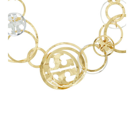 Women Interlocking Logo Necklace - Light Silver / Rolled Light Brass