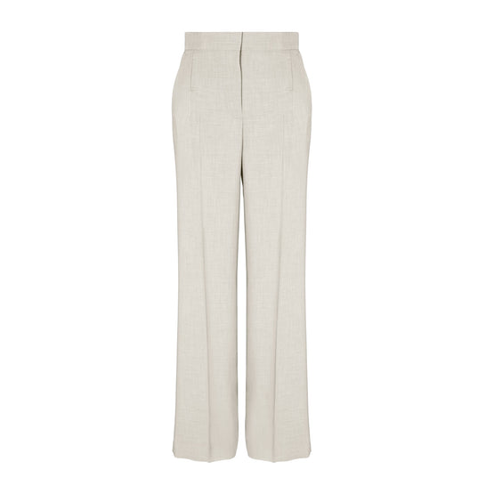 Women Tailored Drapey Melange Pants - Light Gray Melange