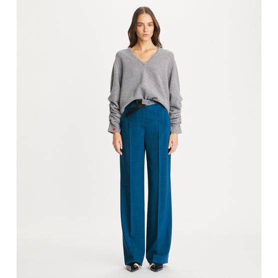 Women Tailored Drapey Melange Pants - Ink