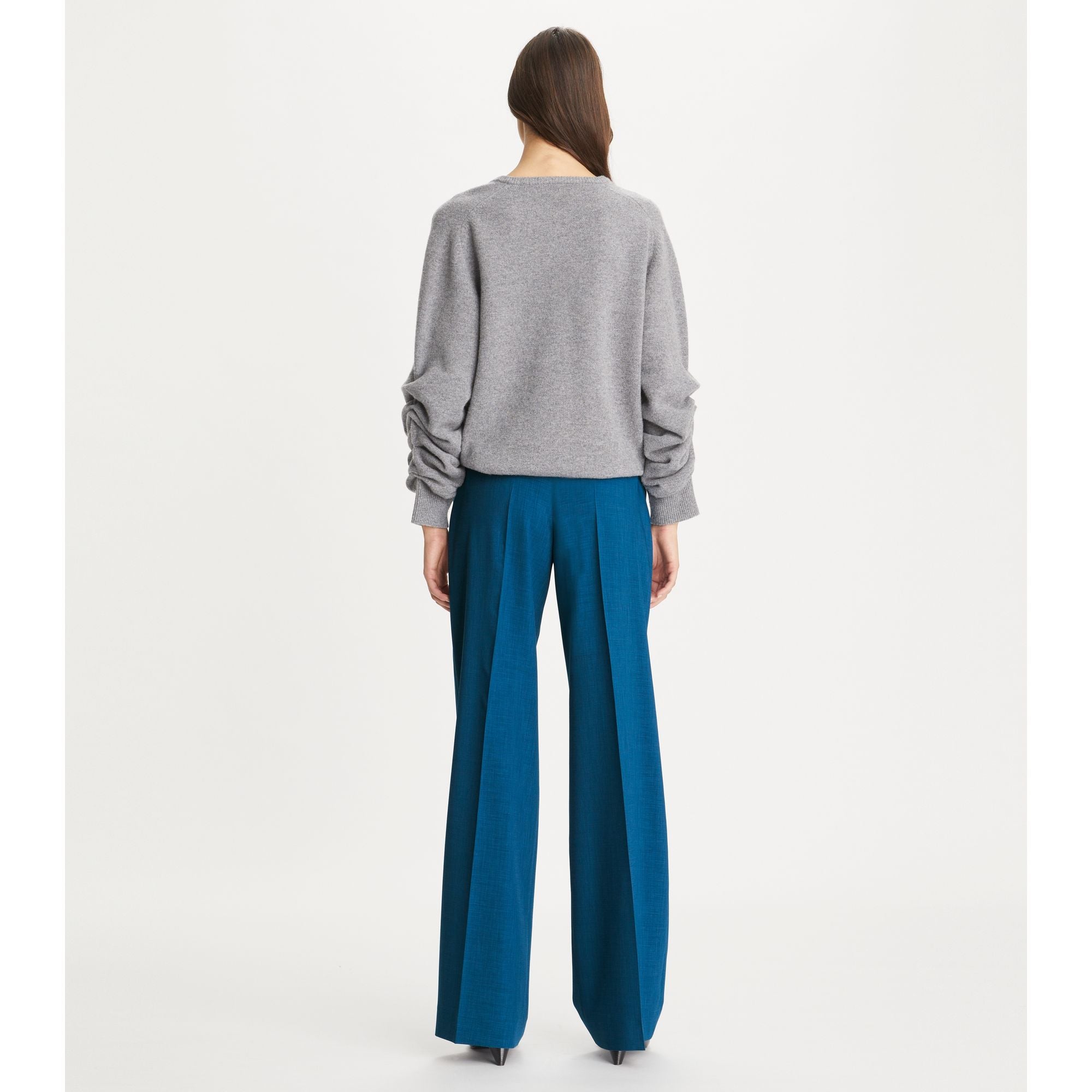 Women Tailored Drapey Melange Pants - Ink
