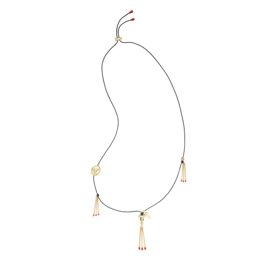 Women Matchstick Necklace - Tory Gold / Vachetta