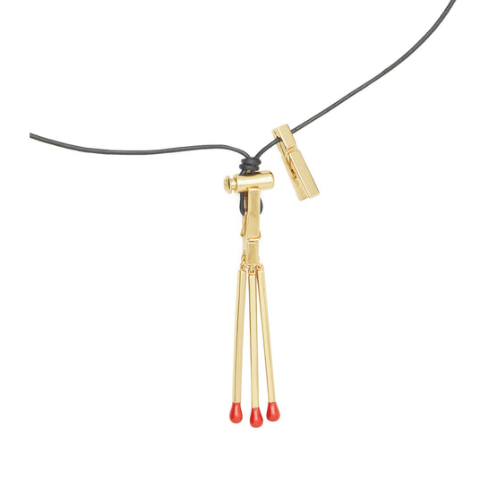Women Matchstick Necklace - Tory Gold / Vachetta