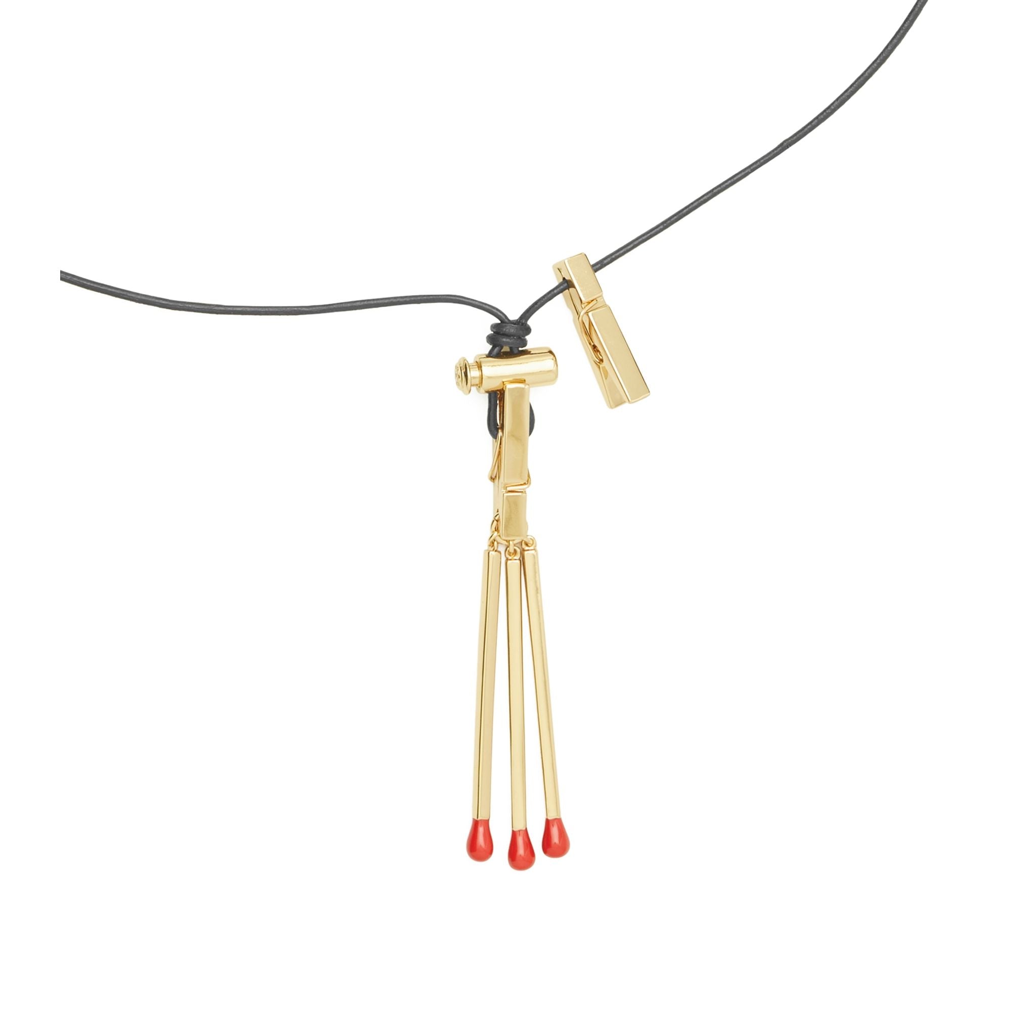 Women Matchstick Necklace - Tory Gold / Vachetta