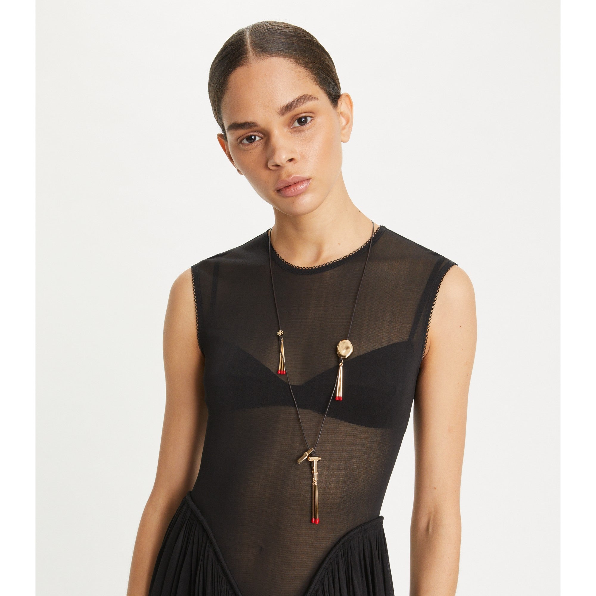 Women Matchstick Necklace - Tory Gold / Vachetta