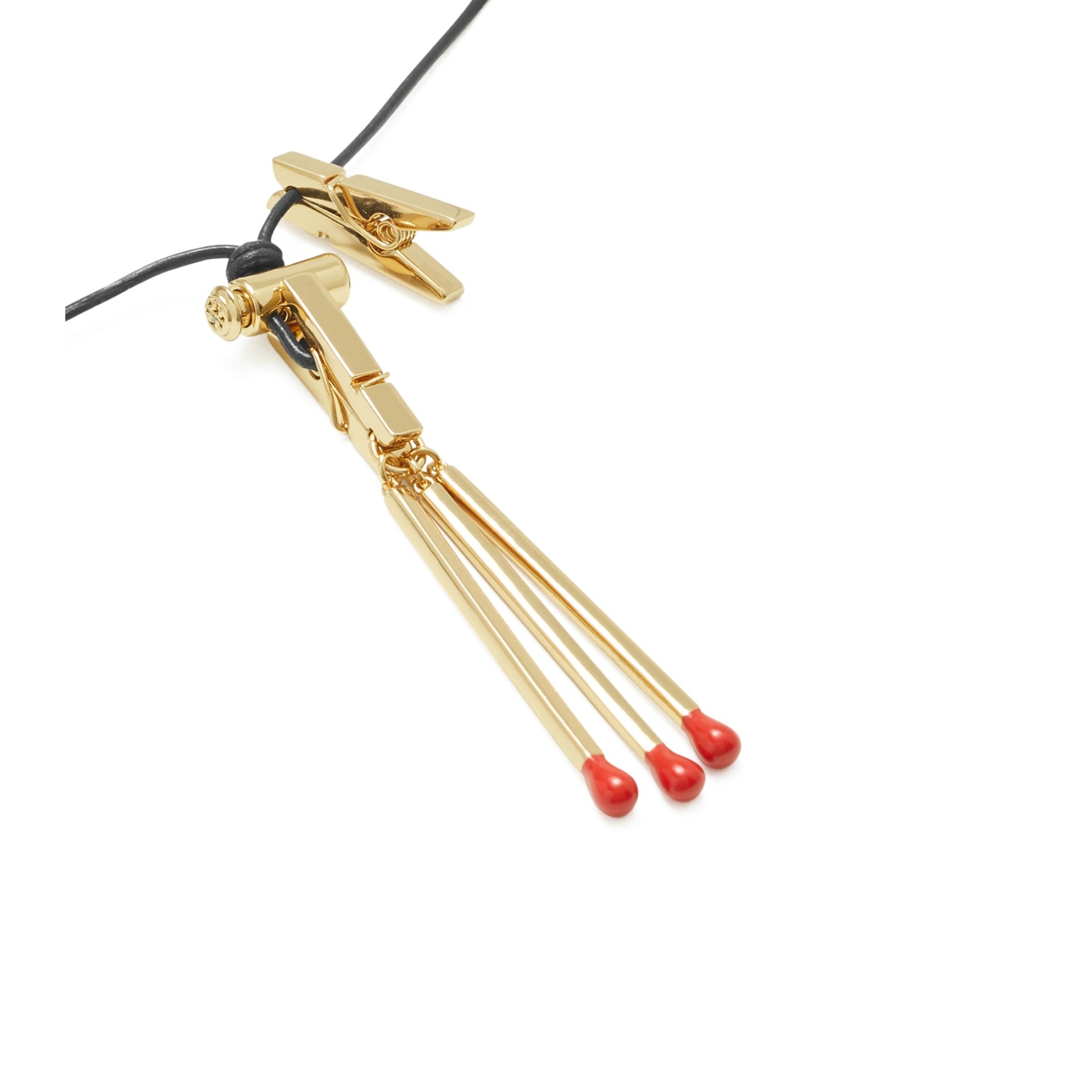 Women Matchstick Necklace - Tory Gold / Vachetta
