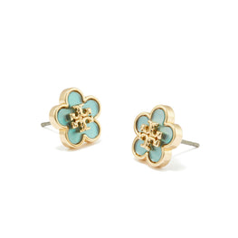 Women Forget Me Not Mother Of Pearl Stud Earrings - Tory Gold / Blue