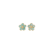 Women Forget Me Not Mother Of Pearl Stud Earrings - Tory Gold / Blue