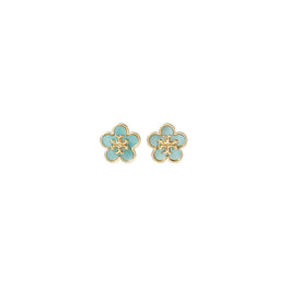 Women Forget Me Not Mother Of Pearl Stud Earrings - Tory Gold / Blue