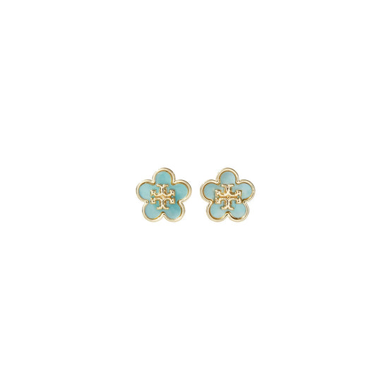 Women Forget Me Not Mother Of Pearl Stud Earrings - Tory Gold / Blue