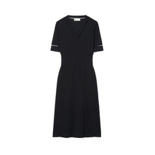 Women V-Neck Wool Dress - Black