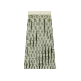 Women Box Pleated Jacquard Skirt - French Cream / Jade