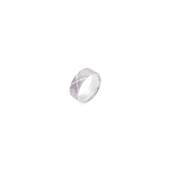 Women Icon T Monogram Ring - Platinum / Lilac