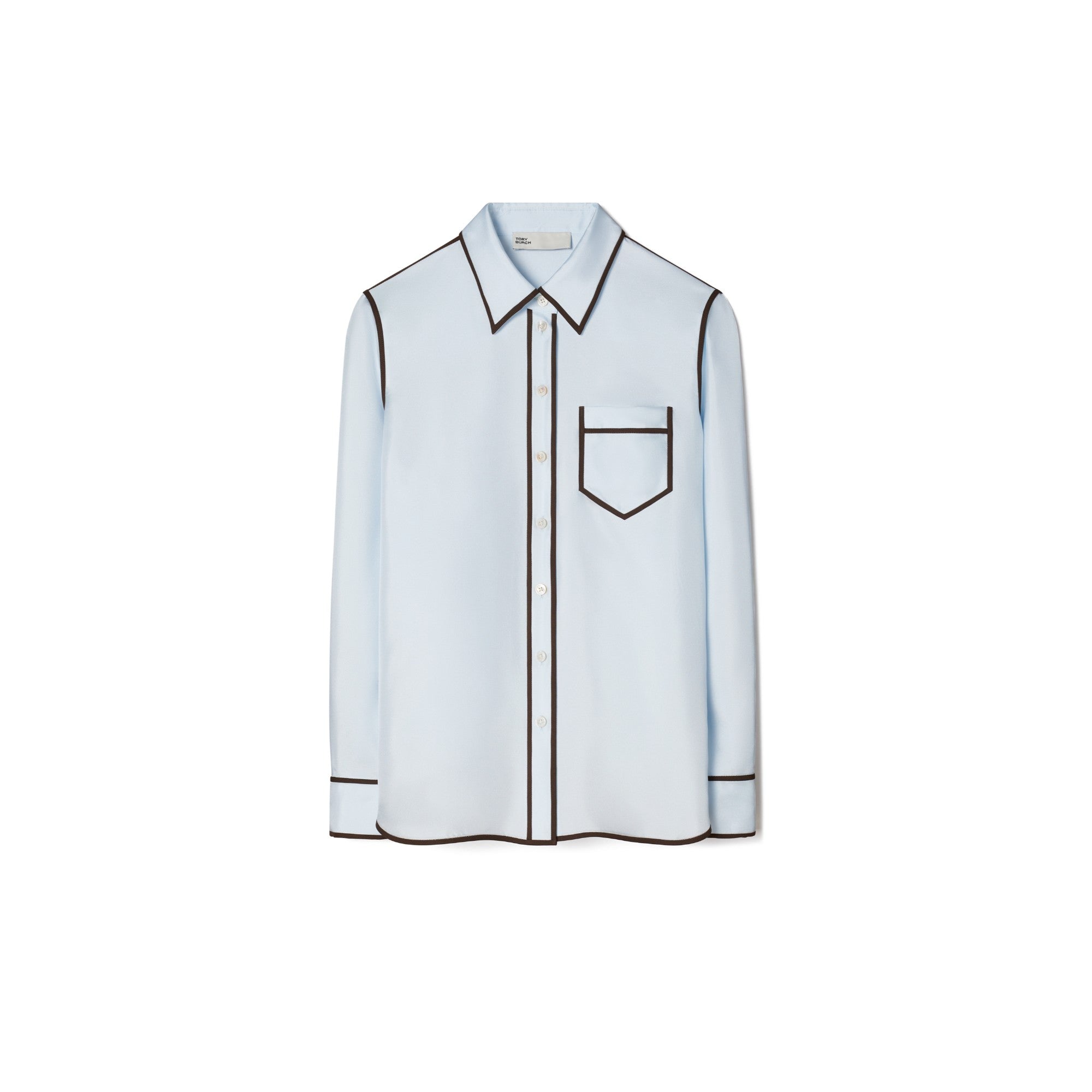 Women Silk Twill Shirt - Iced Blue