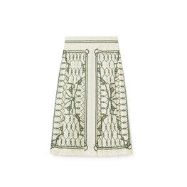 Women Printed Pleated Silk Skirt - Green Knot