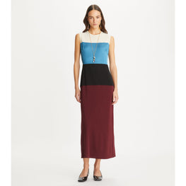 Women Colorblock Jersey Dress - Black