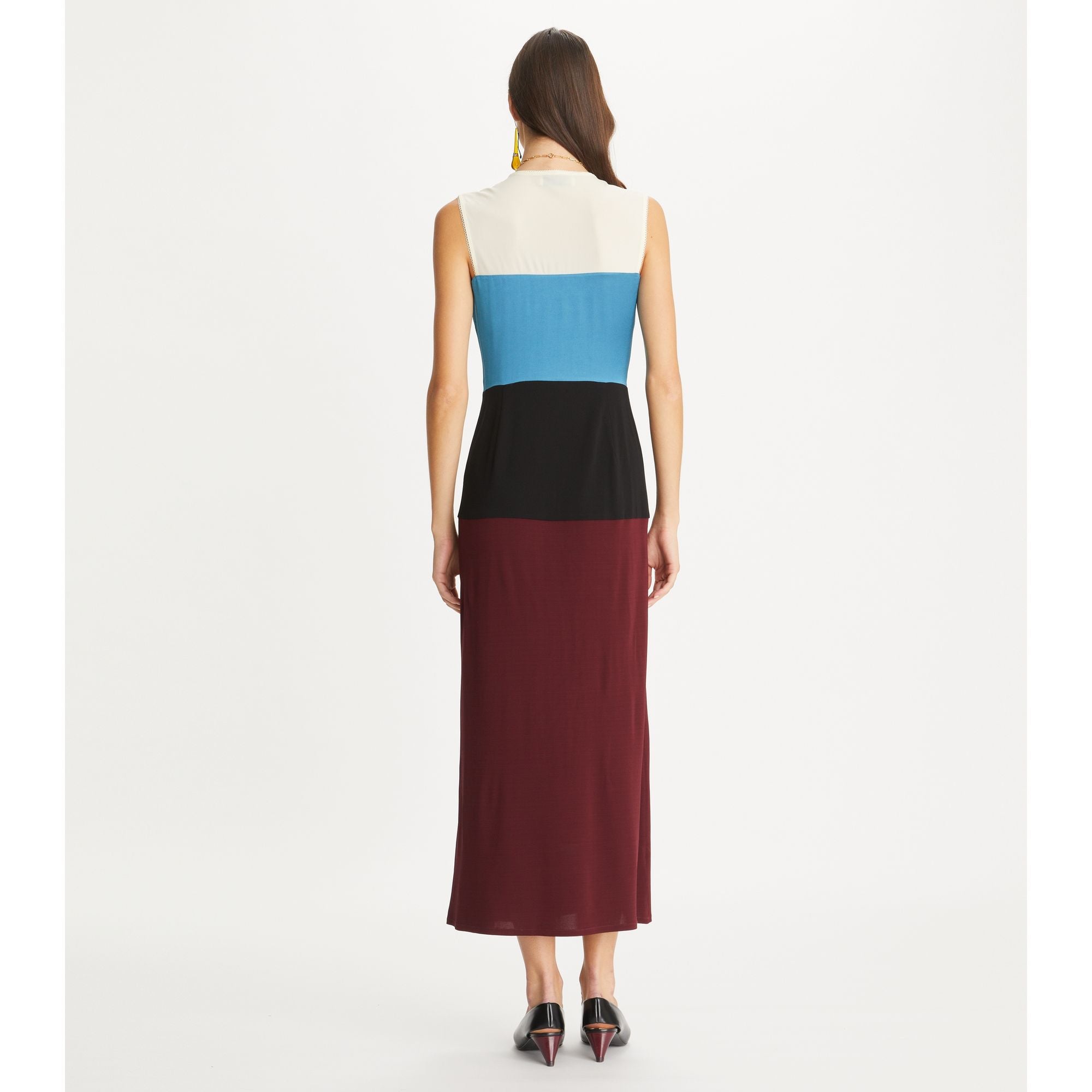 Women Colorblock Jersey Dress - Black