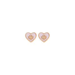 Women Forget Me Not Heart Stud Earrings - Tory Gold / Pink