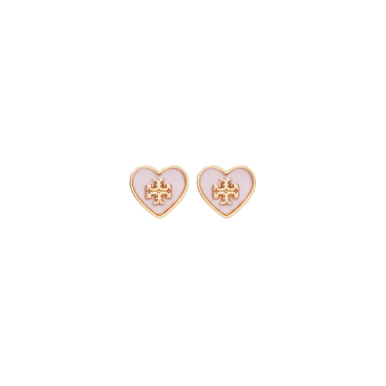 Women Forget Me Not Heart Stud Earrings - Tory Gold / Pink