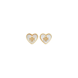 Women Forget Me Not Heart Stud Earrings - Tory Gold / Mother Of Pearl