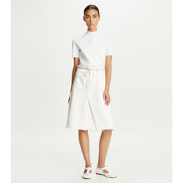 Women Denim Deconstructed Skirt - Chalk