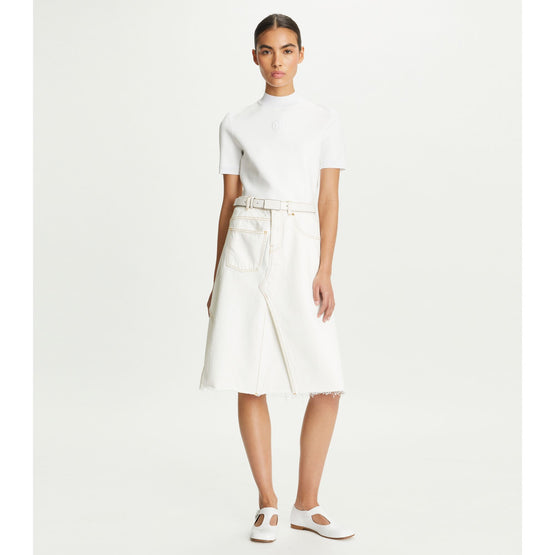 Women Denim Deconstructed Skirt - Chalk
