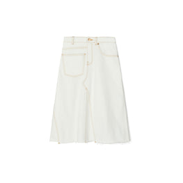 Women Denim Deconstructed Skirt - Chalk
