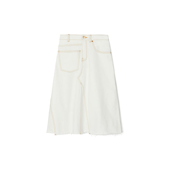 Women Denim Deconstructed Skirt - Chalk