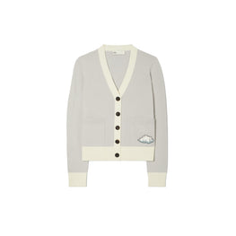 Women Cloud Merino Wool Cardigan - Mist / Blanc