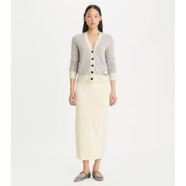 Women Cloud Merino Wool Cardigan - Mist / Blanc