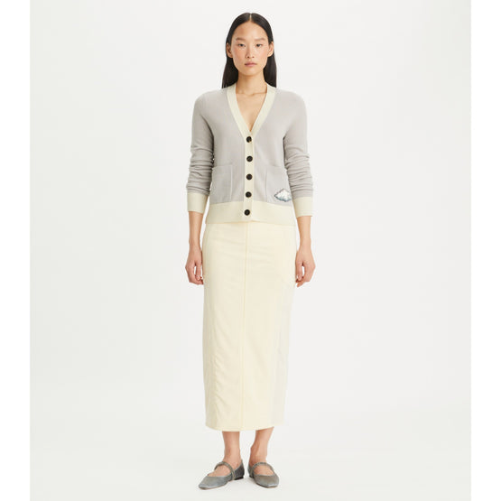 Women Cloud Merino Wool Cardigan - Mist / Blanc