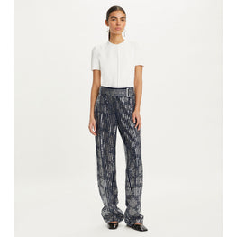 Women Funnel Neck Twill Tee - White
