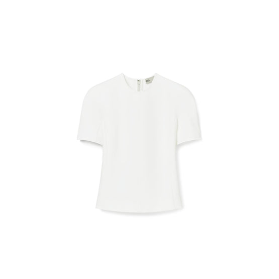 Women Funnel Neck Twill Tee - White